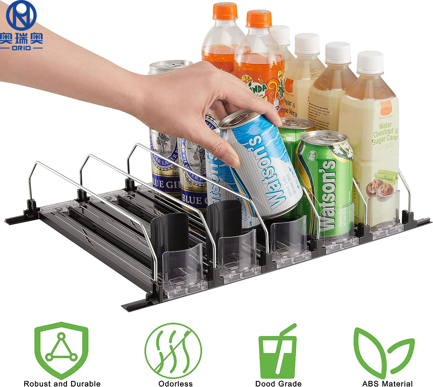 China Width Adjustable Drink Dispenser for Fridge Glide Soda Can Organizer for Refrigerator Self-Pushing Drink Organizer For Pantry Manufacturer and Supplier