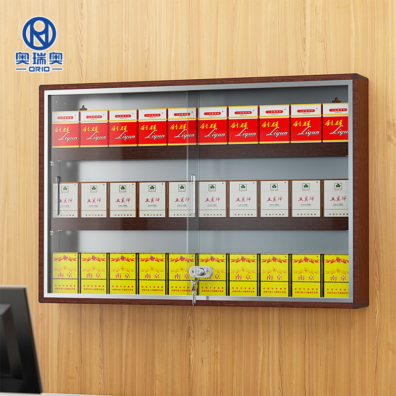 cigarette wall display China Wholesale Price Wall Display Cases - Large Capacity Wood Grain cigarette  display cabinet with door and roller shelf pusher for supermarket or Tobacco  display shelf – ORIO Manufacturer and Supplier